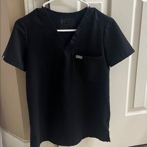 Figs Jet Black V-Neck Scrub Top